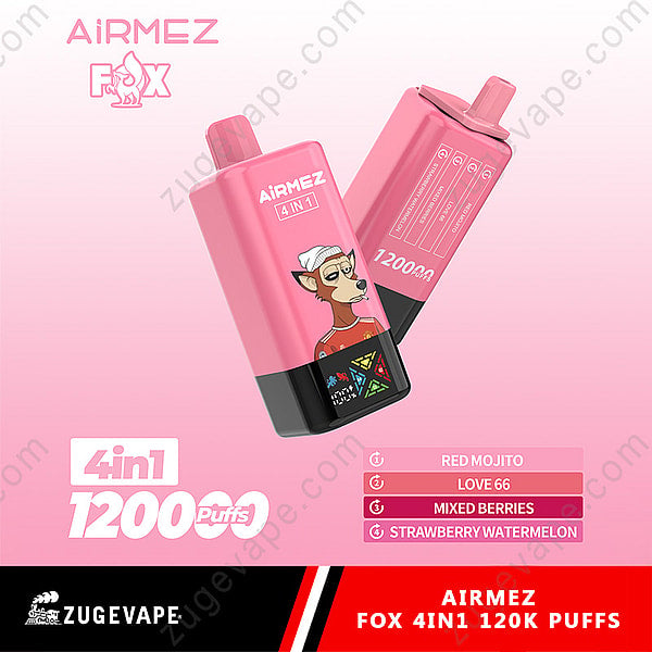 Airmez Fox 120000 Puffs 4 in 1 Flavors 120k Disposable Vape