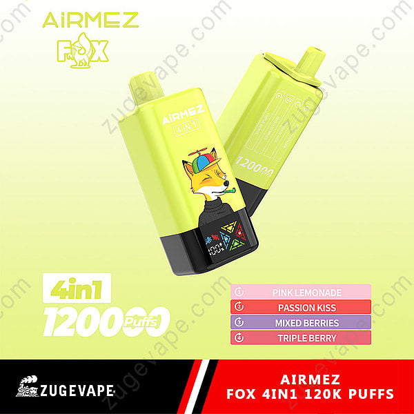 Airmez Fox 120000 Puffs 4 in 1 Flavors 120k Disposable Vape
