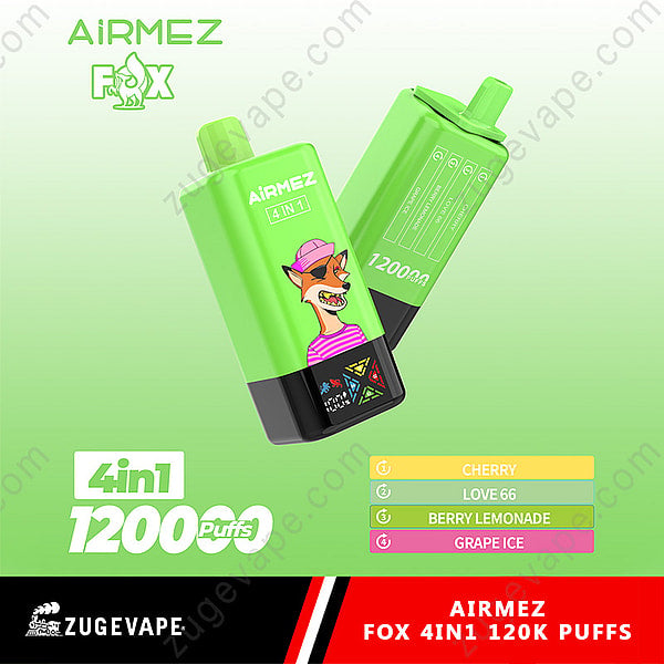 Airmez Fox 120000 Puffs 4 in 1 Flavors 120k Disposable Vape