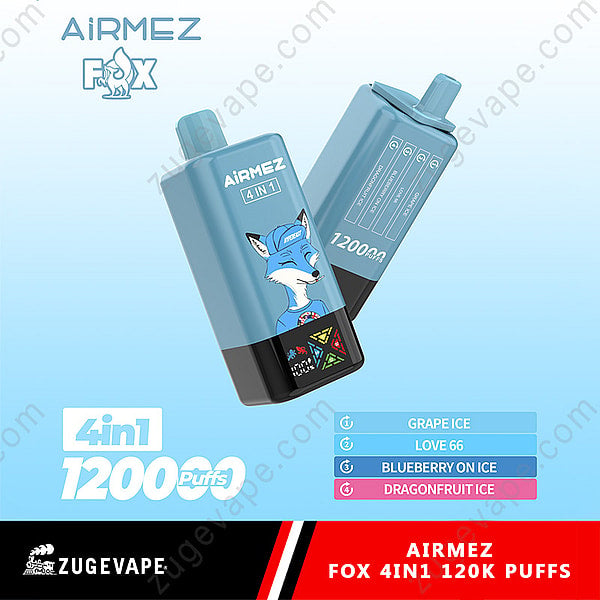 Airmez Fox 120000 Puffs 4 in 1 Flavors 120k Disposable Vape