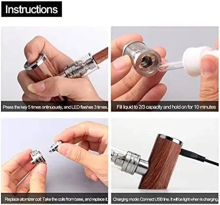 kamry k1000 Plus Atomizer 2ml Empty Tank for Wood Color e-cig Pipe - PURE