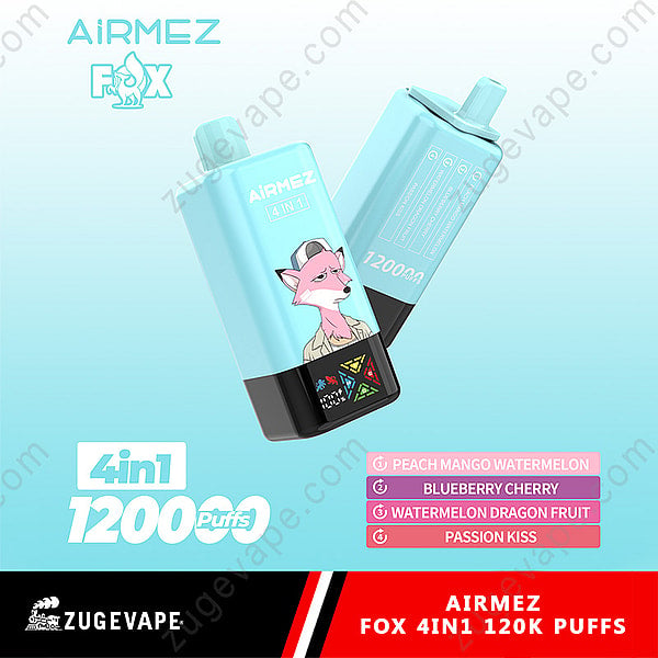 Airmez Fox 120000 Puffs 4 in 1 Flavors 120k Disposable Vape