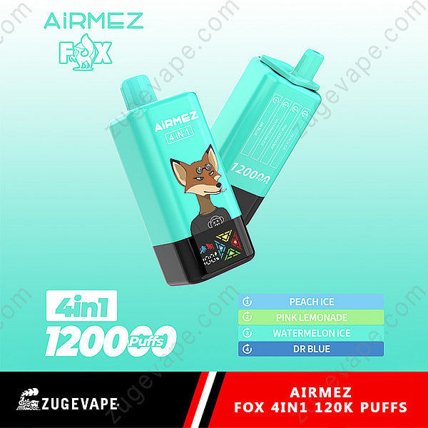 Airmez Fox 120000 Puffs 4 in 1 Flavors 120k Disposable Vape